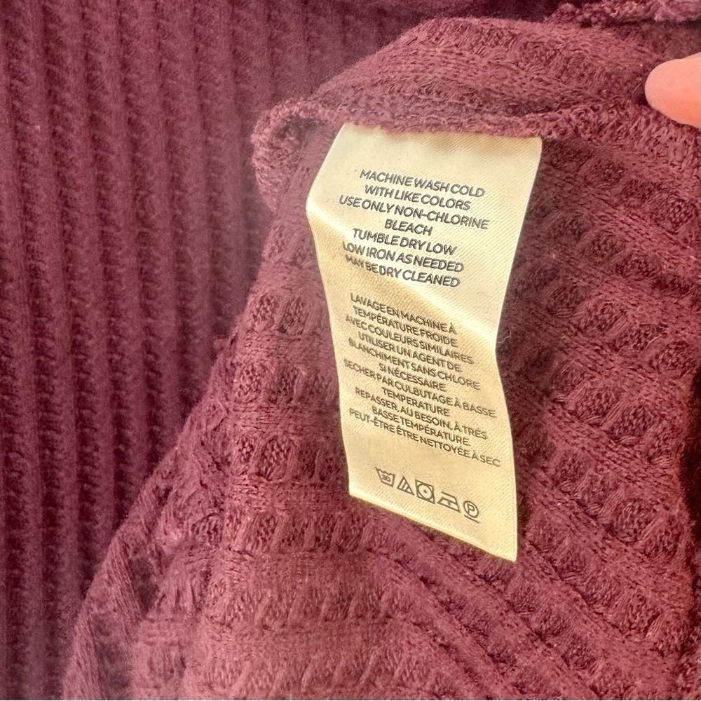 NWT Free People Waffle Knit Hooded Pullover Burgundy Size Small - Picture 4 of 7